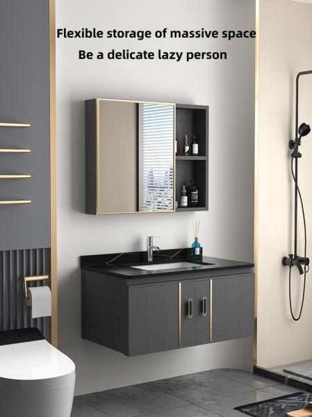 Space Aluminum Moistureproof Modern Hanging Bathroom Cabinets Combination