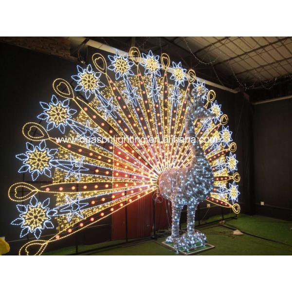 New Christmas Wedding Festival Outdoor Large Size 3D LED Sculptures Peacock Motif Light For Sale
