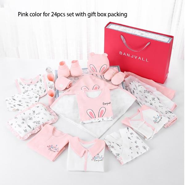 Wholesale newborn babies gift box pure cotton clothing 24pcs Layette sets casual baby clothes set for four seasons
