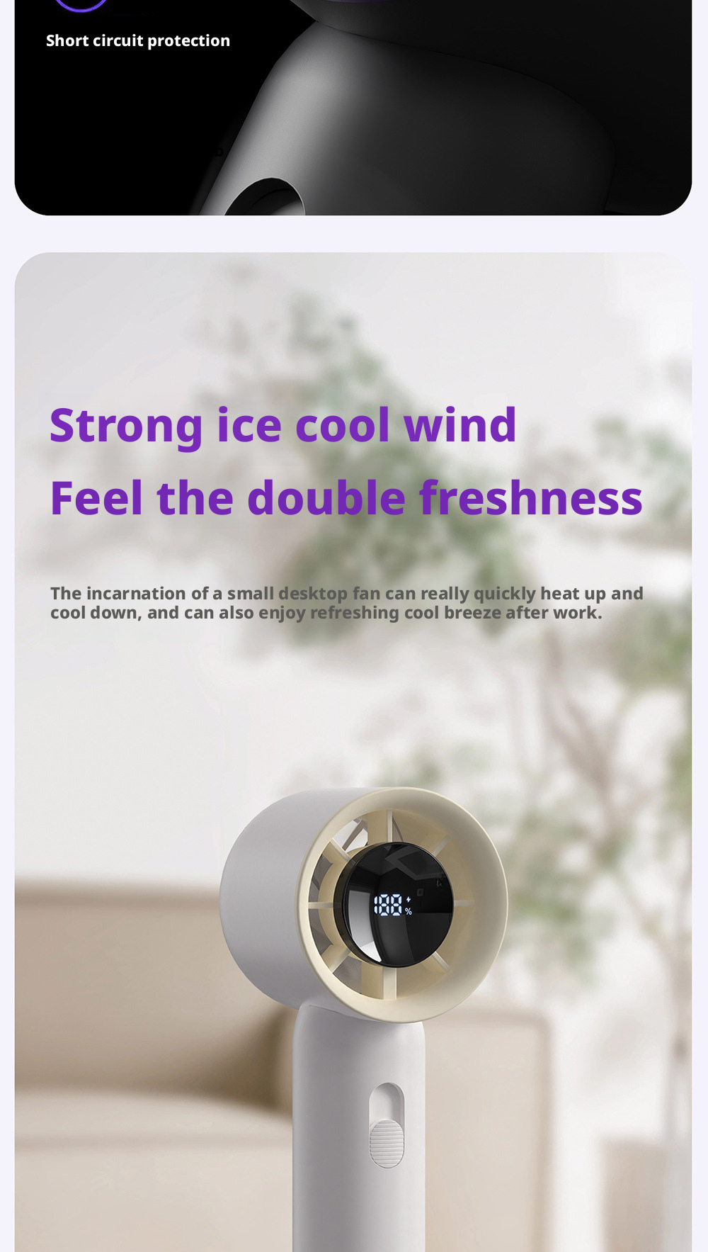 Customized Small Handheld Fans Battery Operated 100 Speed High Speed Silent Design