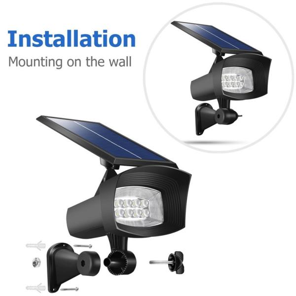 ABS Material 8leds 400 Lumens Solar Powered Spotlight Adjustable with 120° Beam Angle