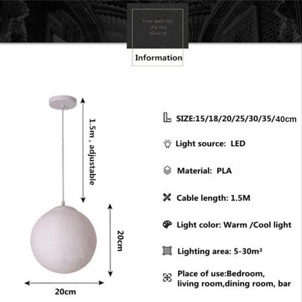 Creative LED pendant lights indoor home decor light fixture restaurant moon lights(WH-GP-109)
