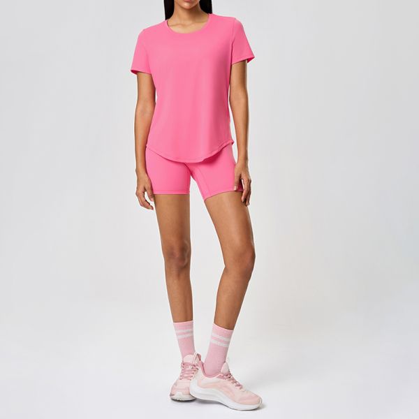 Women's Soft Modal Short Sleeve Tee and Biker Shorts Set Light Sage Breathable