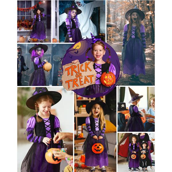 Raparigas Estilizadas Traje de Bruxa para Halloween Festa Rave Atividade Escolar de Vestidos Infantil