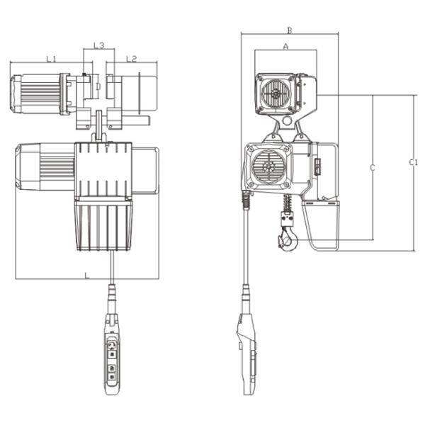 Участок 3 подъем цепного блока 3 тонн высокоскоростной электрический с вагонеткой