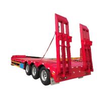 Cama baixa Semi-remolque de transporte pescoço de galinha Deck de queda Cama baixa cama plana Carga extraível de grande porte