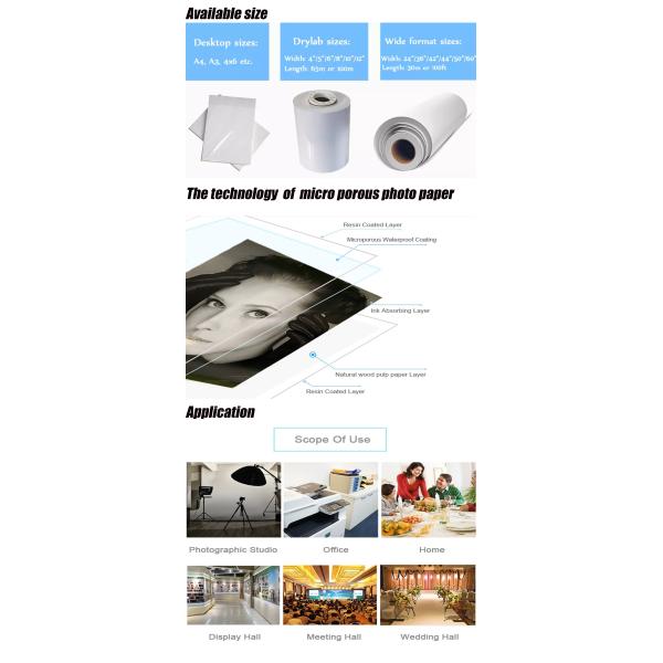 Струйная печатая смола блеска сухая покрыла крен бумаги фото для принтеров Fujifilm