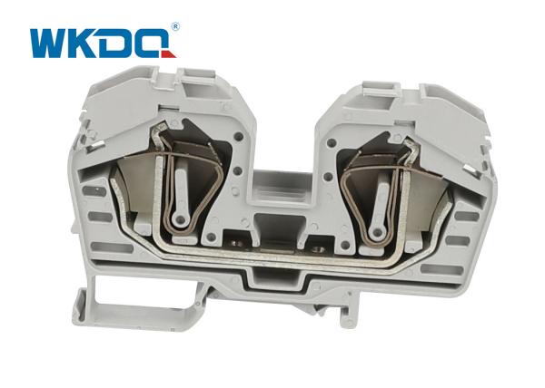 285-635 Red Copper Two Conductor Spring Clamp Terminal Block Installation Side And Center Marking