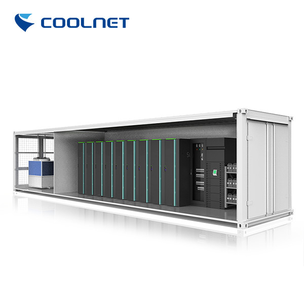 Low PUE Containerized Data Center with Integrated Cooling And Power and Custom Logo Label