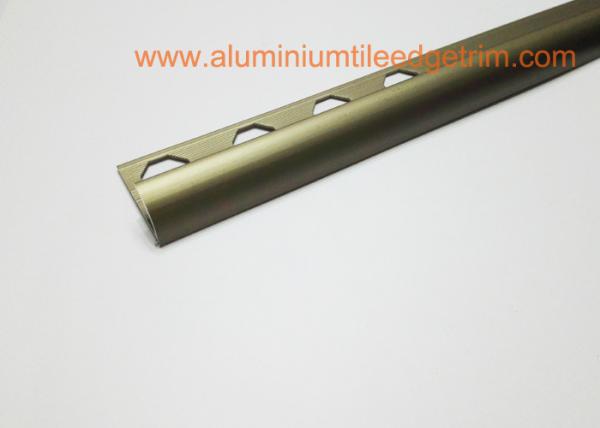Smooth Aluminium Tile Edge Trim , Protection Metal Edging Strip Matt Bronze Half Round