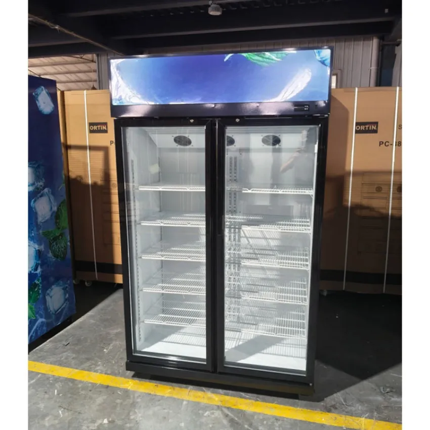 CE Certified Beverage Display Cooler Low Noise 2 Door Commercial Refrigerator