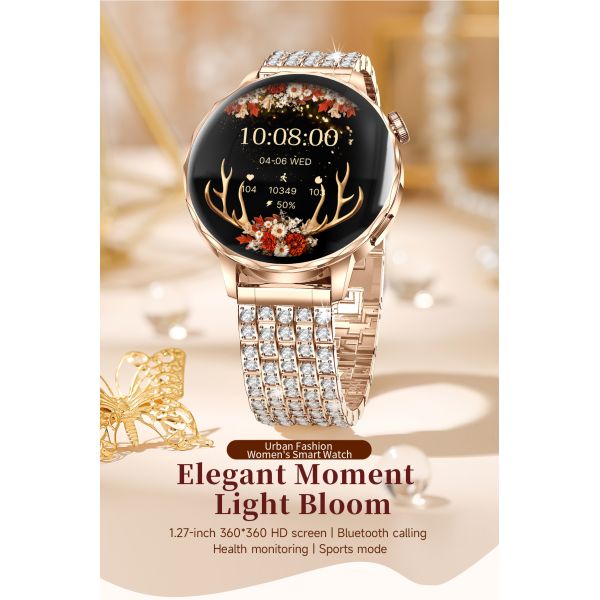 Smart Watch Blue Tooth Call Sports Bracelet Waterproof Music Heart Rate Sleep Lady Health