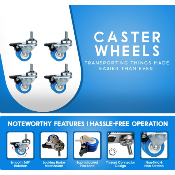 High Quality OEM ODM Customized 2 Inch 50mm Zinc Coated Steel Dual Twin Wheel Casters With Brake