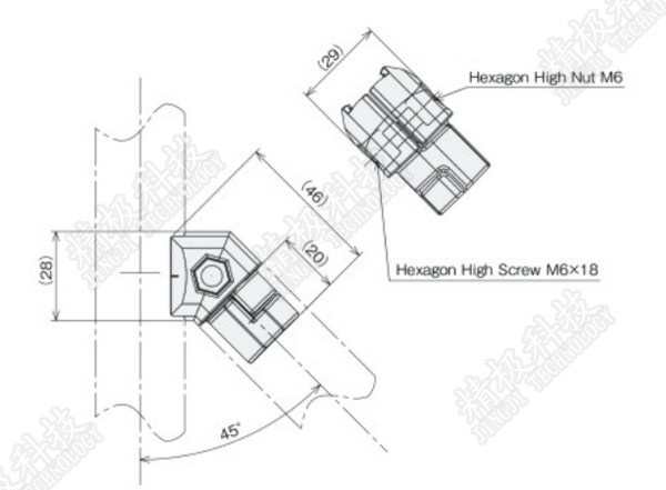 AL-13 Aluminum Tubing Joints / Connectors Claw 45 Degrees Within Joints Die - casting