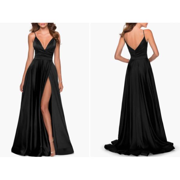 Excellent Sleeveless Royal Blue Satin Long Evening Dress Front Split Slit Spaghetti Straps Sweep Train A-Line Ruffles