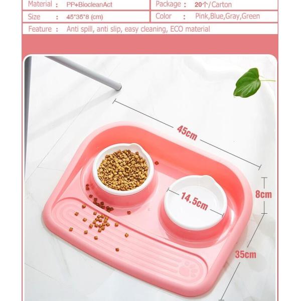 Non Slip Plastic Feeding Dishes No Spill Pet Dog Cat Double Food Water Bowl For Cat Dog, Premium Colorful Dog Water Food