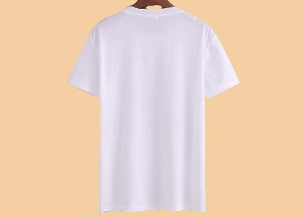 White Sublimation Printed Casual T - Shirts Cotton Crew Neck Regular Fit