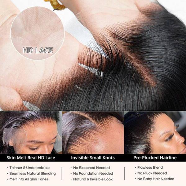Pass The Needle Human Hair Lace Closure 4*4 Transparent Lace Body Wave Natural Black Closure