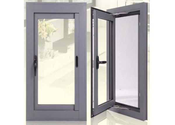 Double Glazed Aluminium Windows , Grey Aluminium French Doors Exterior Swing Open Style
