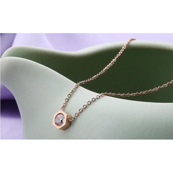 Stainless Steel Jewelry Fashion Pendant Necklace Rose Gold Diamond Necklace