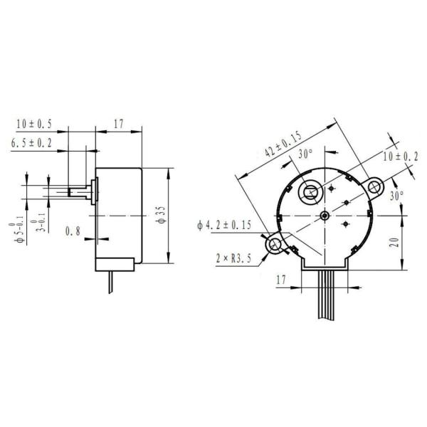 Высокие кабели 98mNm Stepper мотора 35BYJ46 5 вращающего момента униполярные вытягивают во вращающем моменте