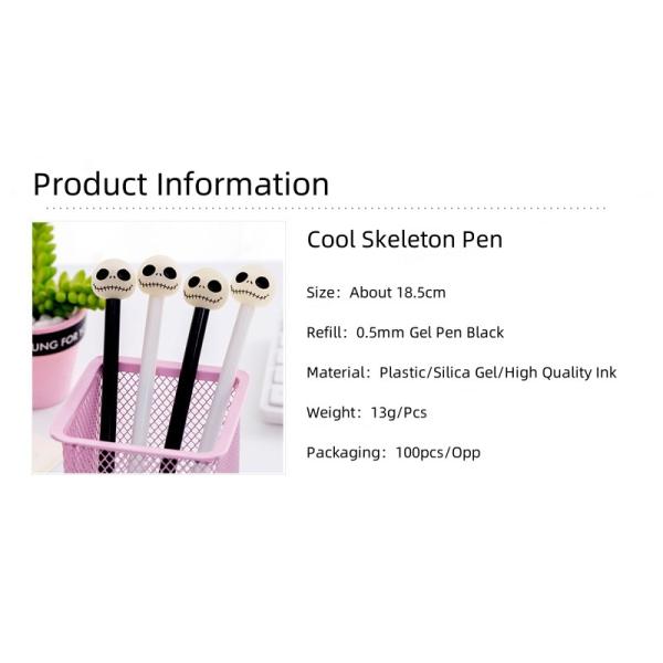 Un stylo d'encre créatif de 0,5 mm créatif à tête de squelette effrayante