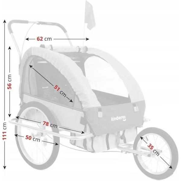 2021 Aluminium Bike Baby Trailer for Children 2 Holders MTB 14'' Front Wheel and 20'' Rear Wheels