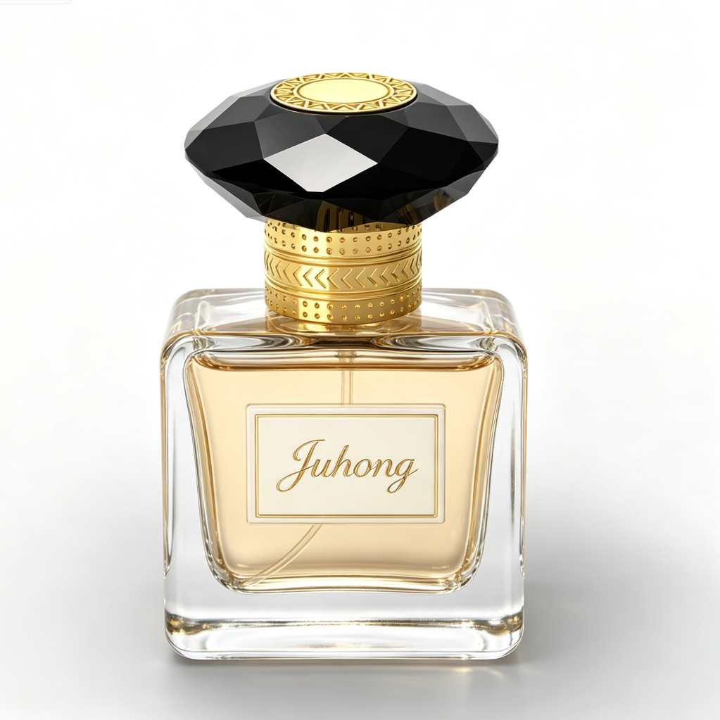 Luxury Black Faceted Crystal Zamac Perfume Bottle Cap Gold Plated Custom Logo Metal Perfume Lid FEA 15