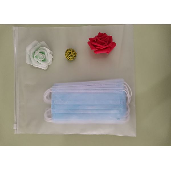 Matte / Frosted Biodegradable Plastic Zipper Bags For T Shirt Swimwear