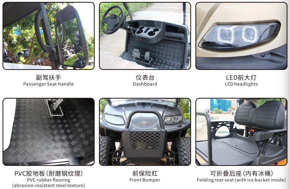 4 Seats Electric 48V Lithium Battery Golf Cart With Grass-friendly Tires Optimally Suited For Golf Course Use