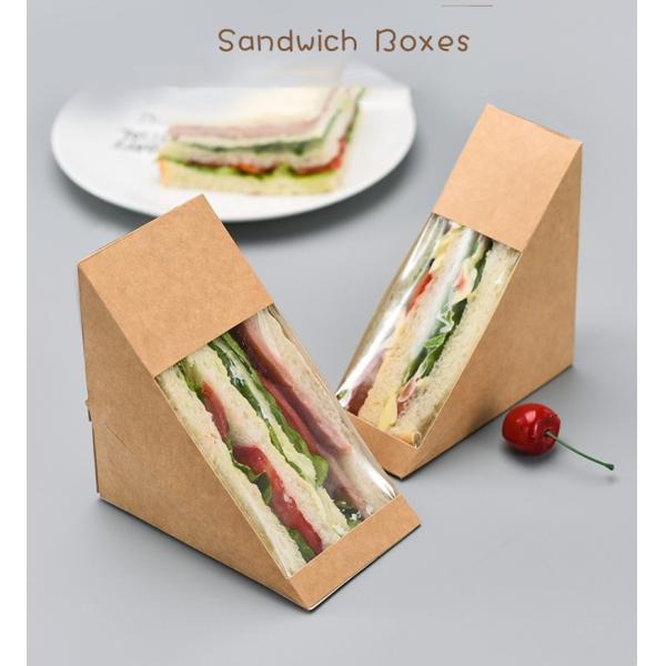 Brown Kraft Food Paper Cardboard Takeaway Lunch Packaging Sandwich Box With Window