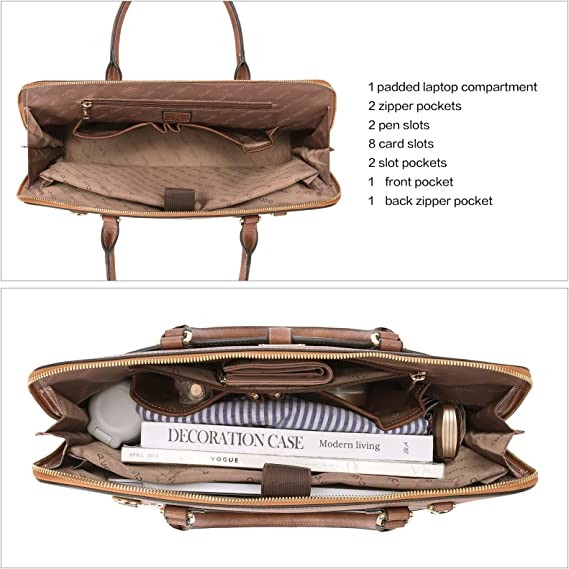 Laptop Slim Cluci Leather Briefcase Oil Wax Leather Bag 15.6 Inch