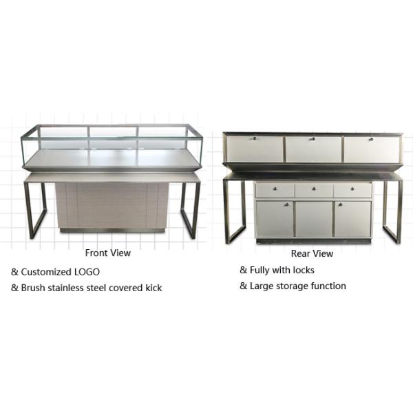 Красивая коммерческая ювелирная экспозиция Контр из нержавеющей стали в сочетании с деревом