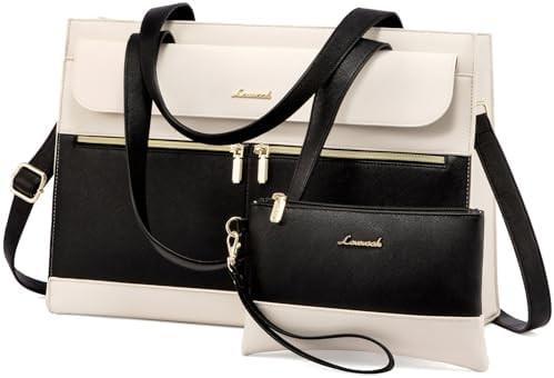 LOVEVOOK LAPTOP BAG FOR WOMEN 15.6 INCH LAPTOP TOTE WORK BAG PROFESSIONAL LEATHER COMPUTER BRIEFCASE WATERPROOF BUSINESS