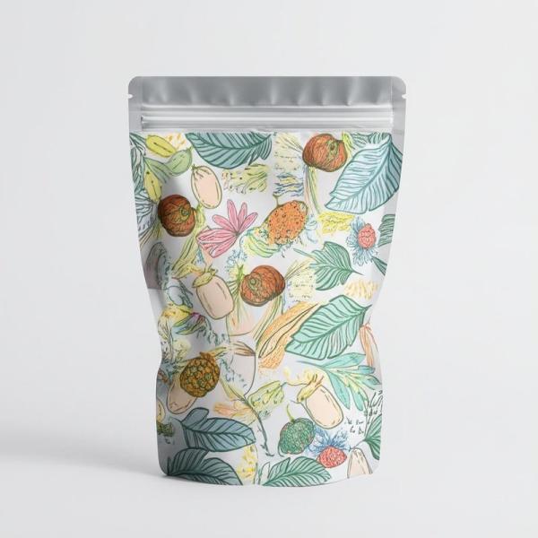 Custom Pattern Stand Up Pouches For Food Packaging With Dustproof And Eco-Friendly Materials Bulk Orders Discounts.
