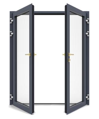 Double Tinted Glass Aluminum Swing Doors Flucarbon With Fiberglass Flyscreen