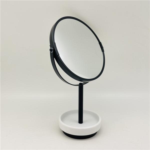 White Sand Stone Polyresin Bathroom Accessories Set Round Tumbler Holder With Black Metal