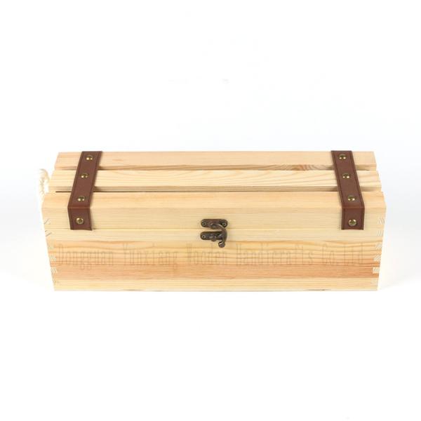 Wooden Wine Gift Box – Rustic Solid Wood Case for One Bottle, Perfect for Weddings, Birthdays, Anniversaries or Holiday Gifts