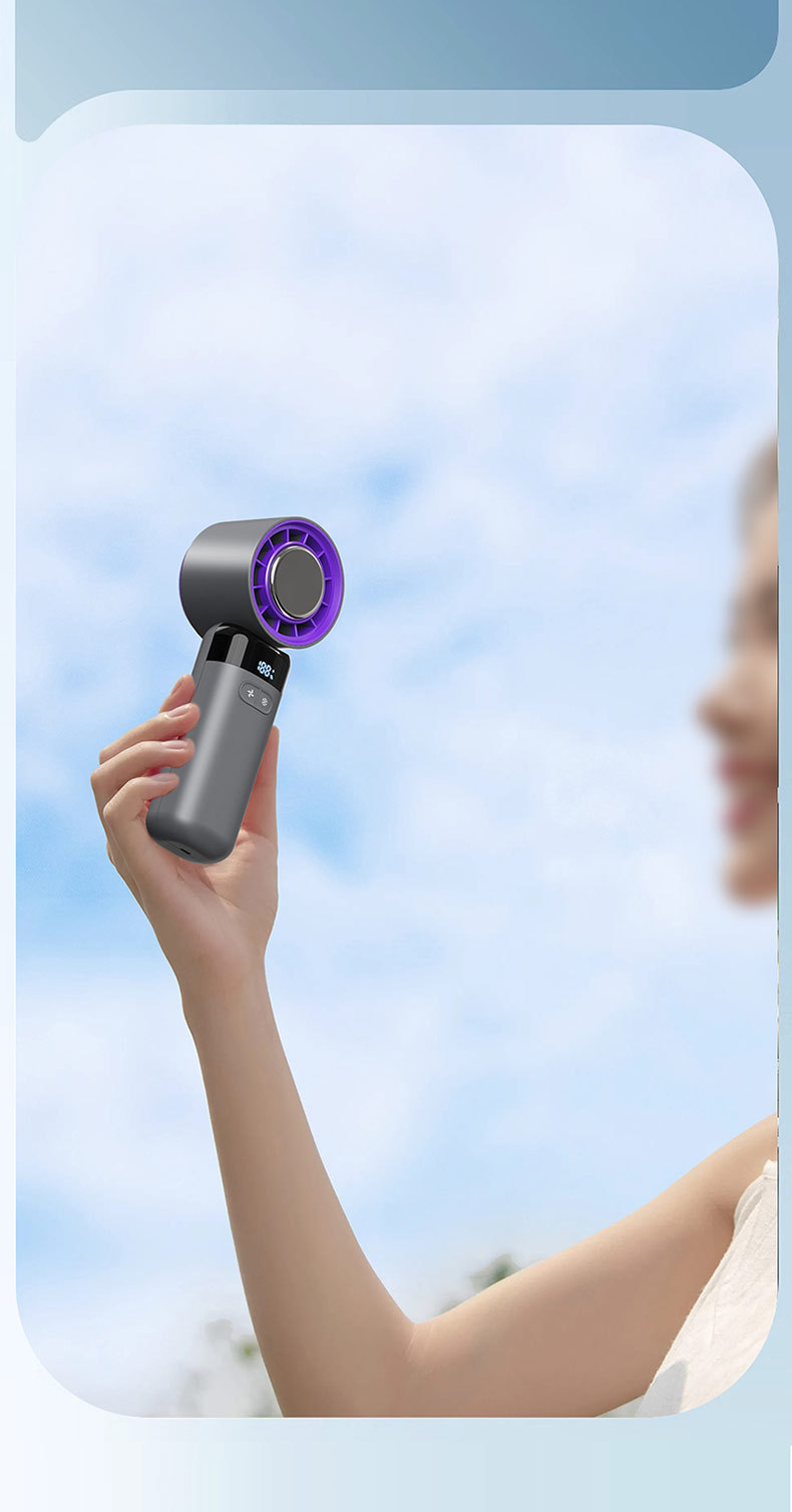 Foldable Electric Bladeless Handheld Fan 100 Gear Infraspeed Turbo Technology LED Display