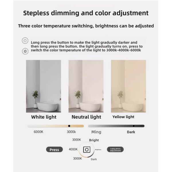 Modern Water-Resistant LED Mirror Wall Mounted Bathroom Vanity Medicine Cabinet for Hotel Apartment Villa Makeup Application