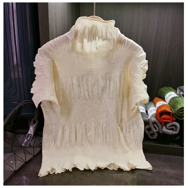 Women's Elegant Loose-Fitting Slimming Top Stand-Up Collar  Craftsmanship Breathable Sweat-Absorbent Heavy Blouses Shirts