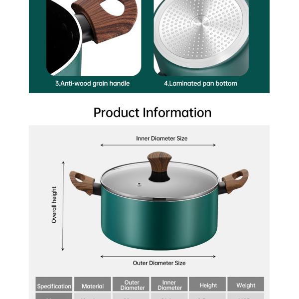 Hot Selling 20cm 24cm Korean Cookware Kitchen Non Stick Cooking Pot Aluminum Soup Stock Pot With Glass Lid