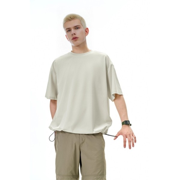Customized Outdoor Breathable Perforated Fabric T-shirt Solid Sporty Short Sleeve New Spring Summer Quick-drying Cool Feeling