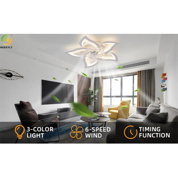 27 Inch 50W Remote Control Ceiling Fan With Lights 3 Color Temperatures 6 Gear