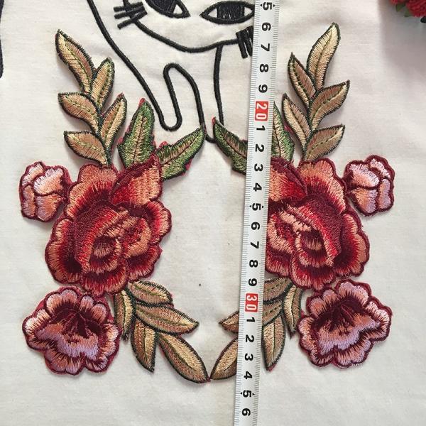 Apparel Accessories Red Rose Embroidery Lace Applique Hot  Fix Motif