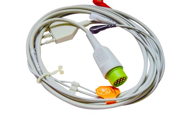 Snap Type 3 Lead ECG EKG Cable Medical ECG Leadwire Spacelab Elance Series