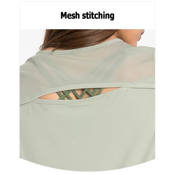 Athletic Ladies Yoga Tops / Short Sleeve Workout Shirts With Breathable Mesh