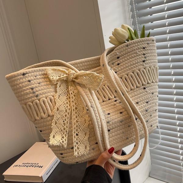 Large-Capacity Beach Bag Fashion All-Match Commuter Tote Bag Niche Weaving Portable Foreign Style Shoulder Bag