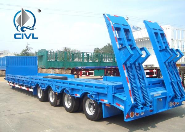 3 Line 6 Axles Fuwa Axles Low Bed 100T Semi Trailer Trucks For Equipment Transportation