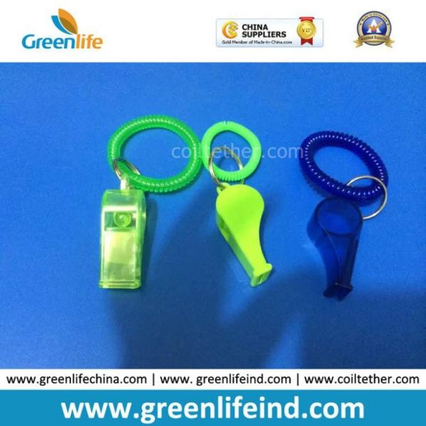 Popular Sales Blue Plastic Wristband Coiled Holder w/Blue Custom Logo Imprinted Whistle